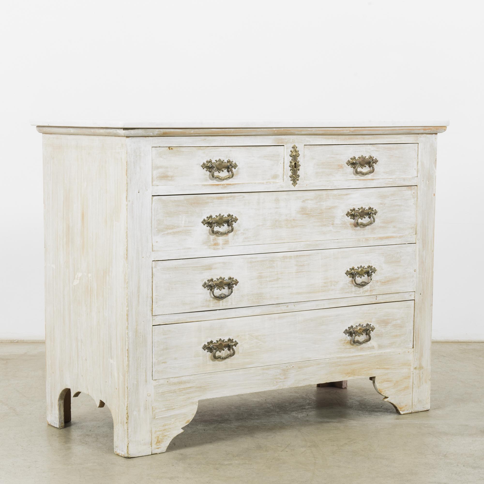 19th Century 1880s French Provincial Marble Top Commode