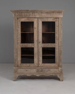 1880s French Provincial Oak Vitrine With Glass Doors