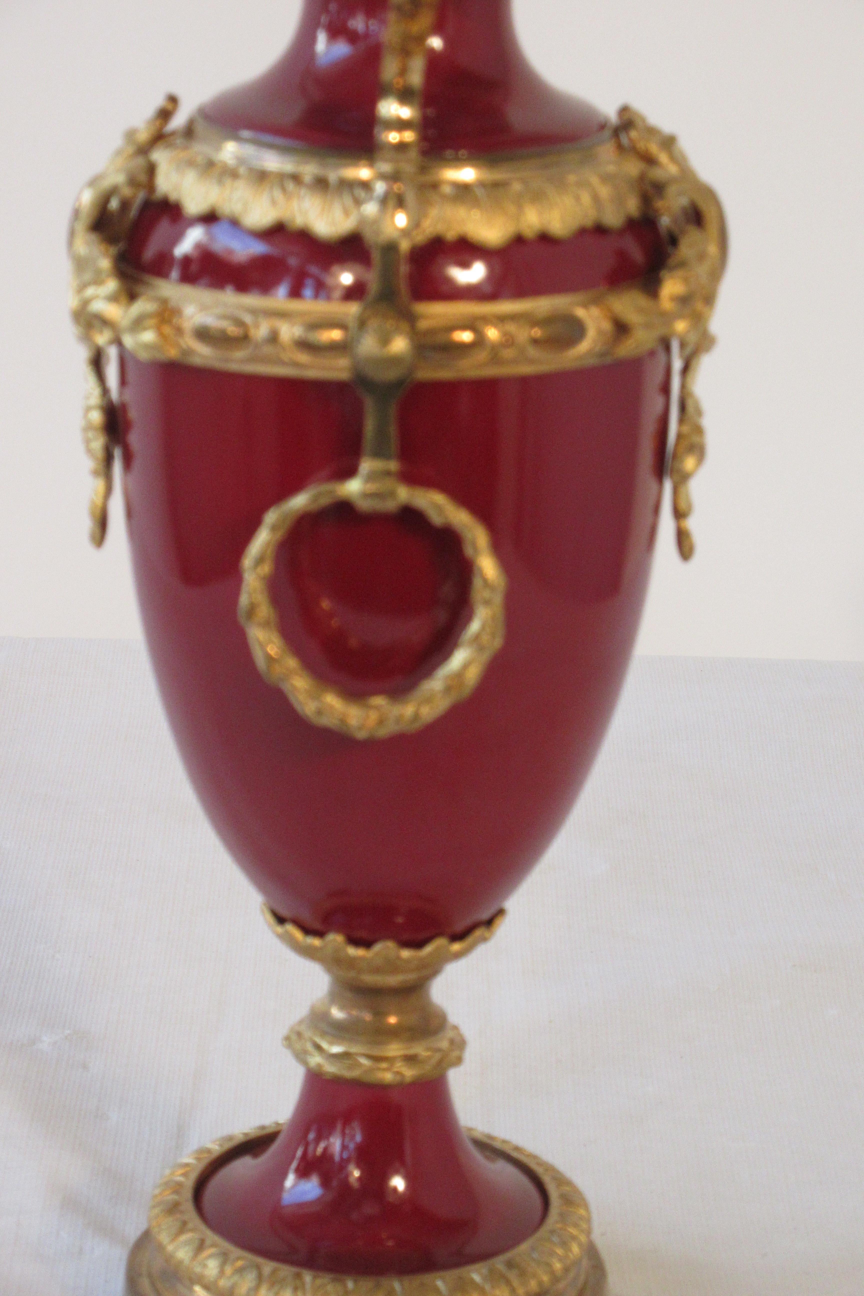 1880s French Red Vase with Gilt Bronze 2
