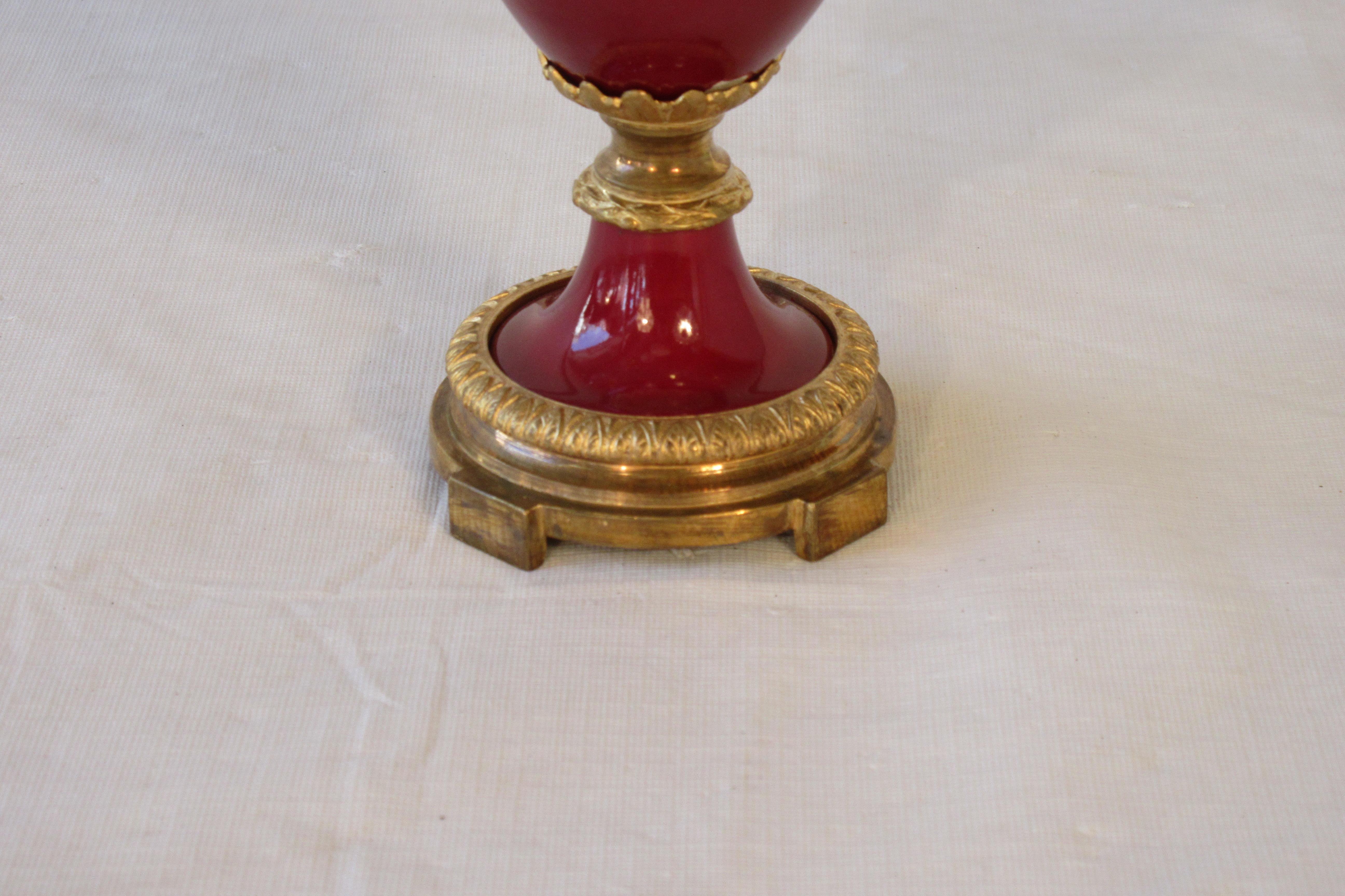 1880s French Red Vase with Gilt Bronze 3