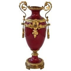1880s French Red Vase with Gilt Bronze