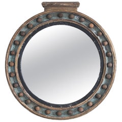 1880s French Round Wooden Mirror