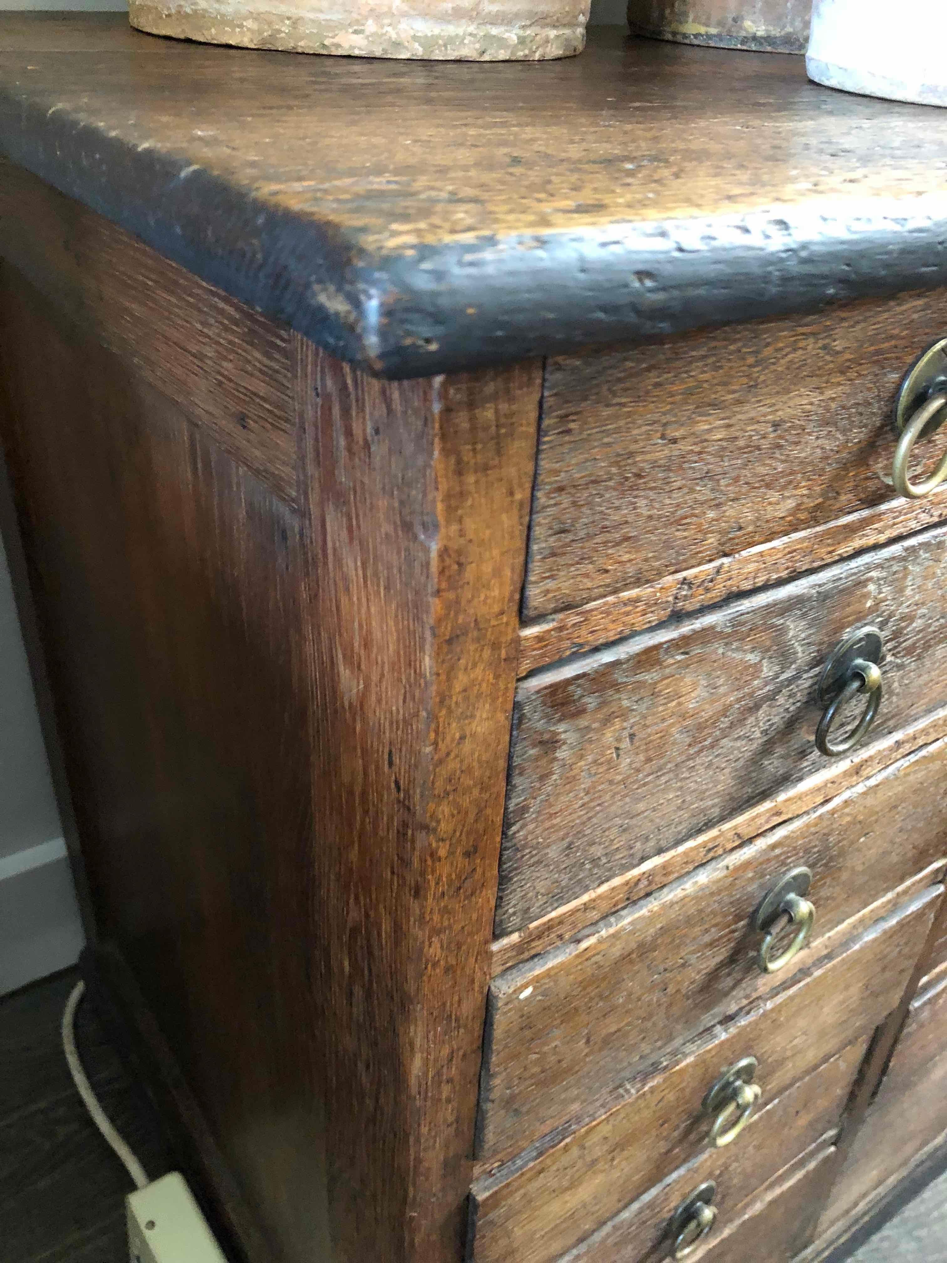 1880s French Tailor's Wood Chest of Drawers with Brass Handles  3