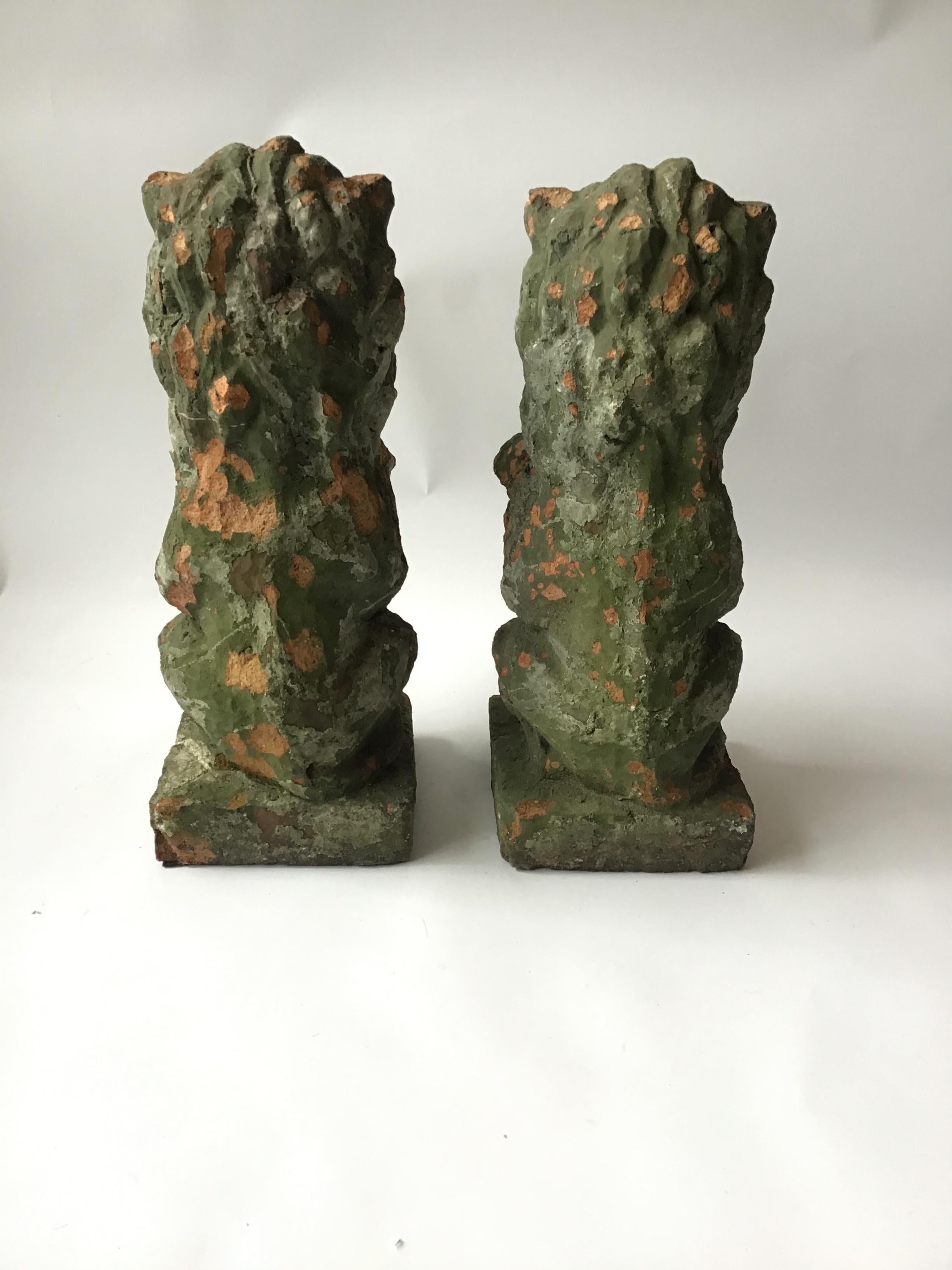 Late 19th Century 1880s French Terracotta Lions Holding Shields For Sale