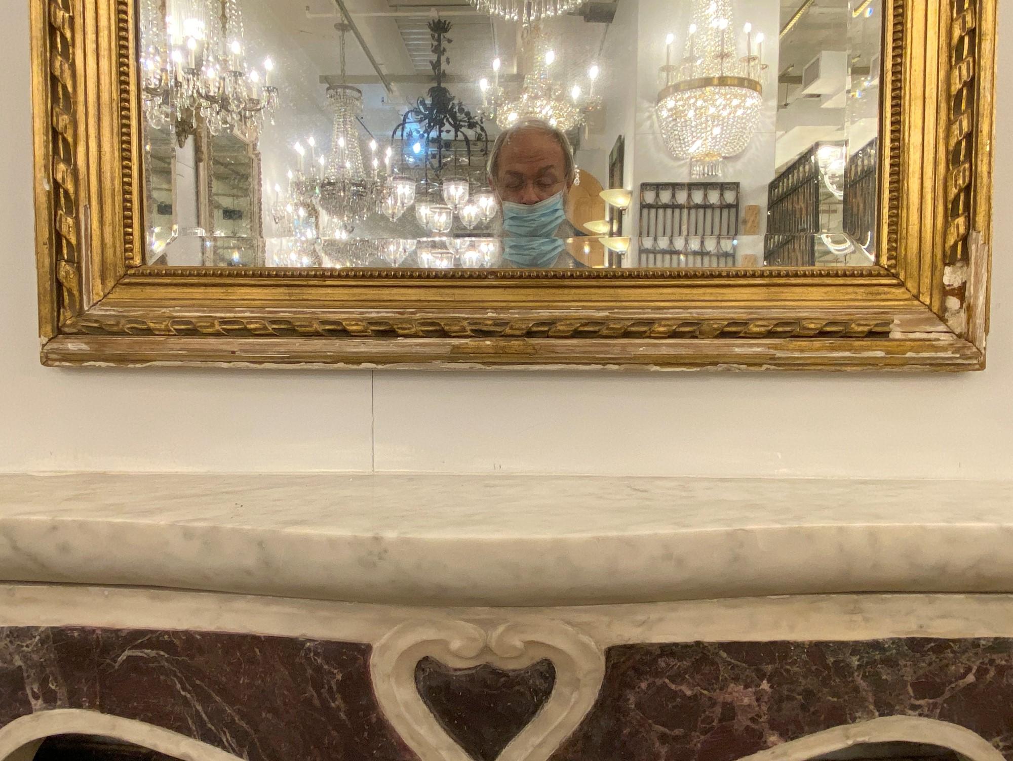 1880s French Trumeau Mirror from Gilded Wood and Beveled Mirror 2