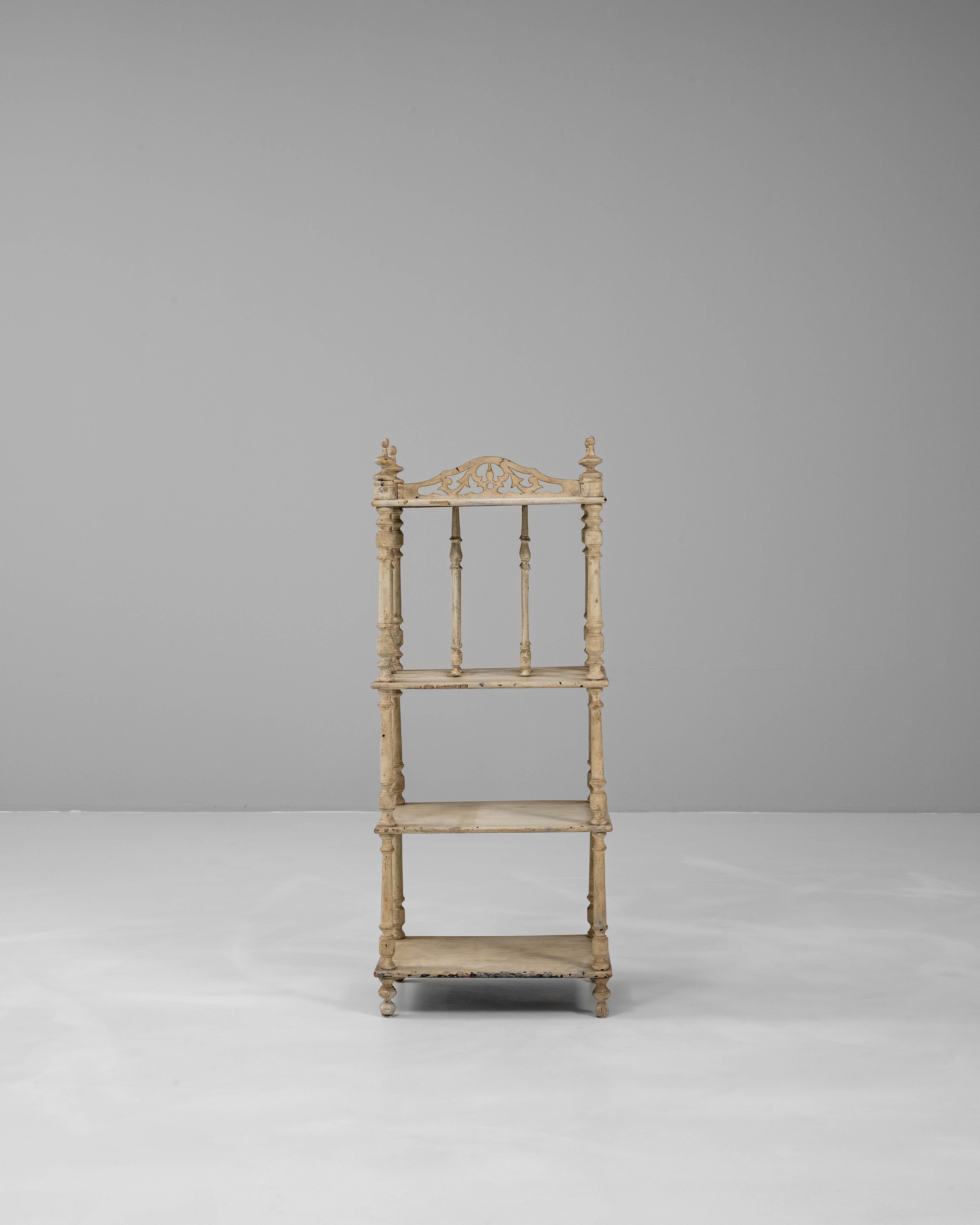 Francese Scaffale francese in Oak Oak patinato bianco del 1880 in vendita