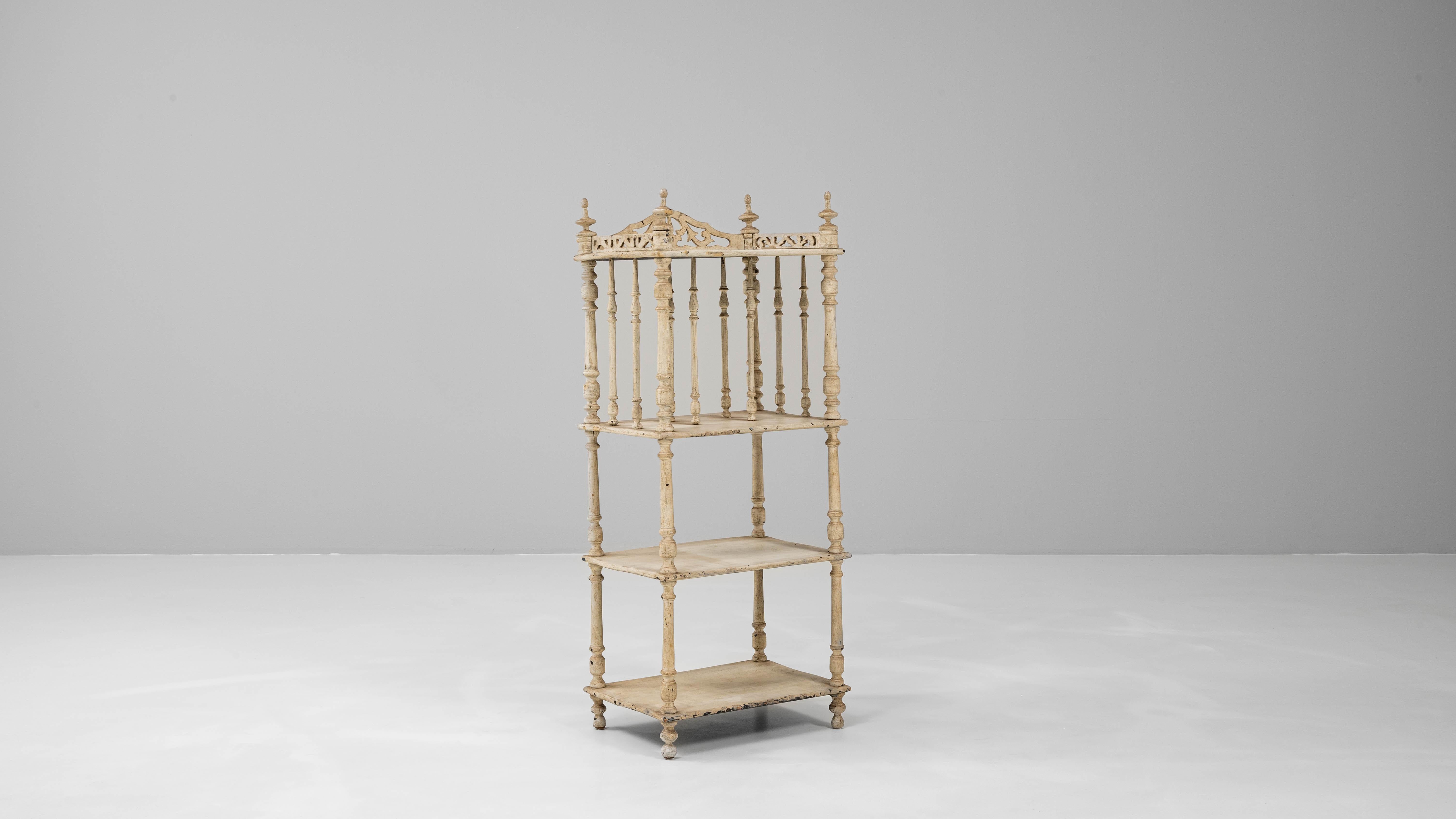 Scaffale francese in Oak Oak patinato bianco del 1880 in vendita 1