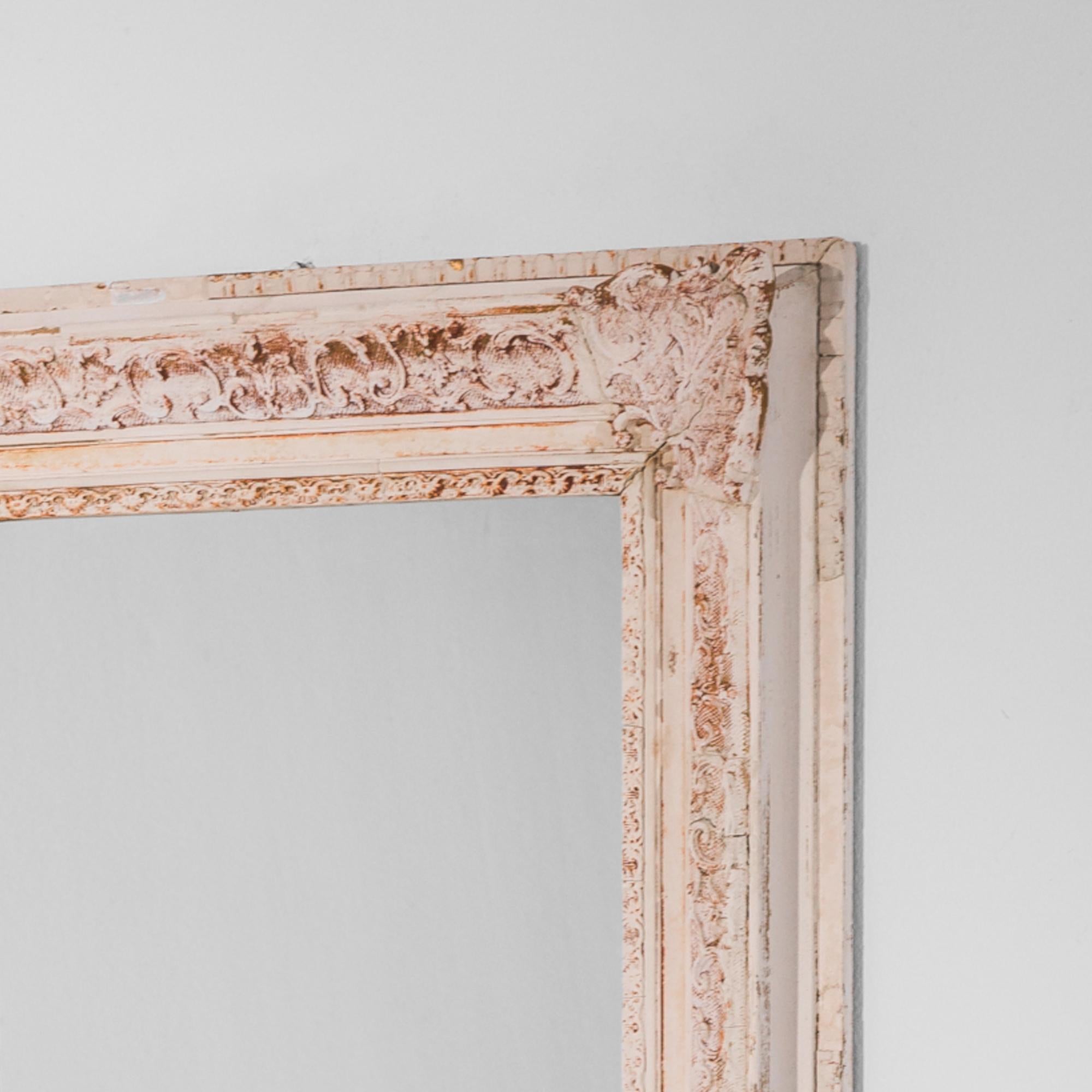 1880s French White Patinated Rococo Mirror In Good Condition For Sale In High Point, NC