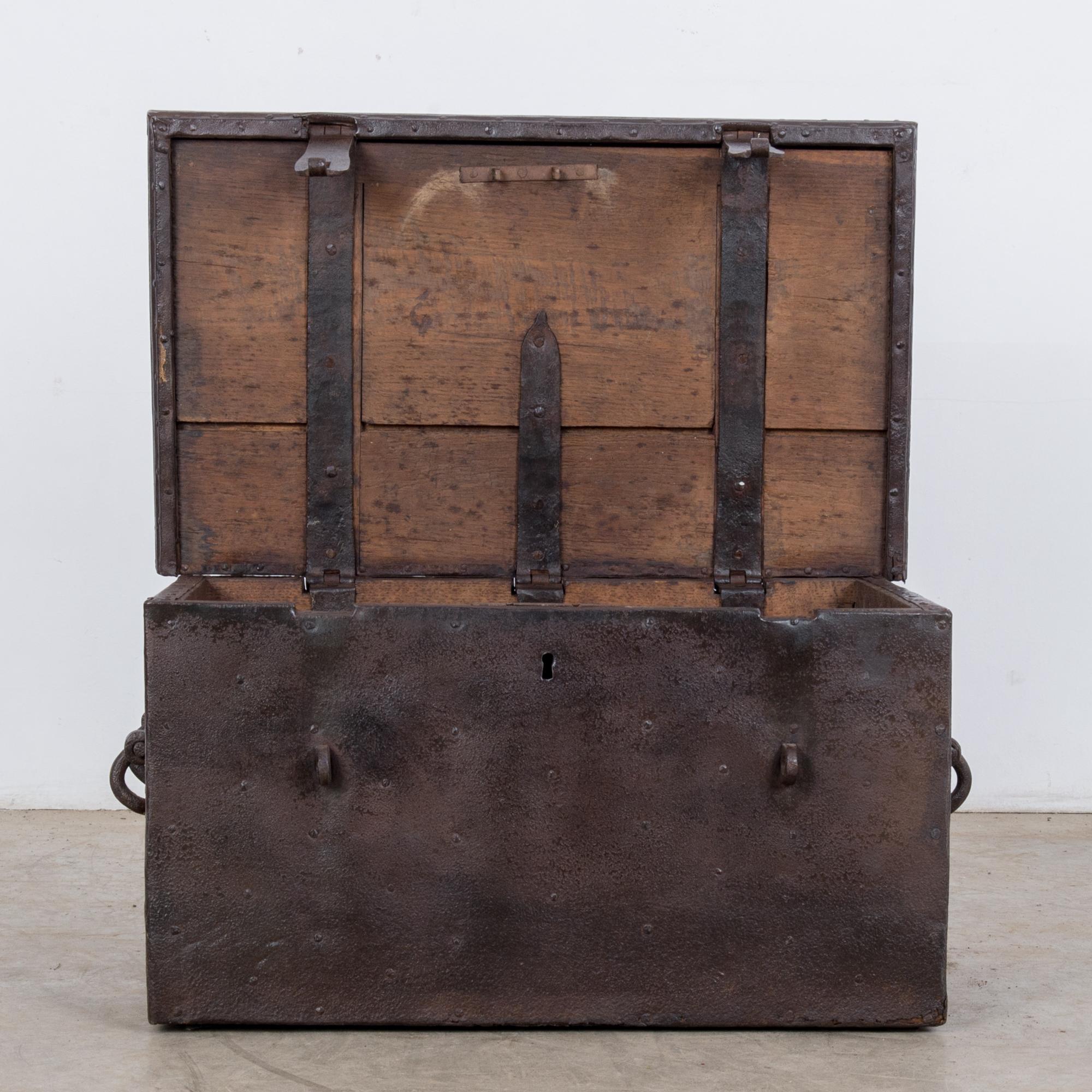French Provincial 1880s French Wood and Metal Trunk