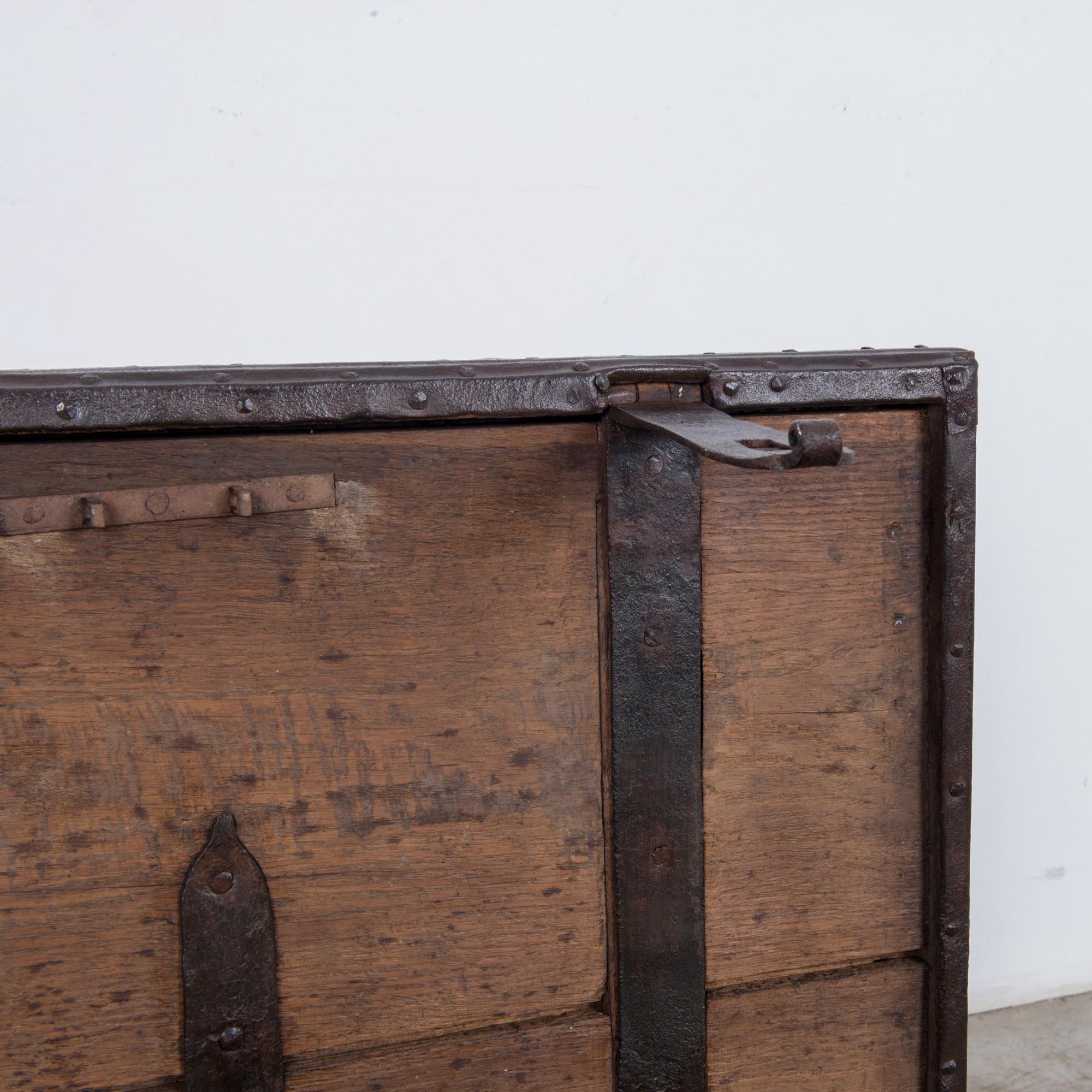 Steel 1880s French Wood and Metal Trunk