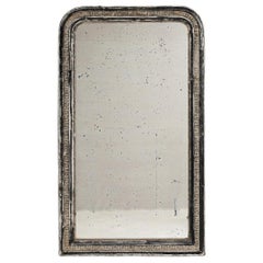 1880s French Wood Black Patinated Mirror