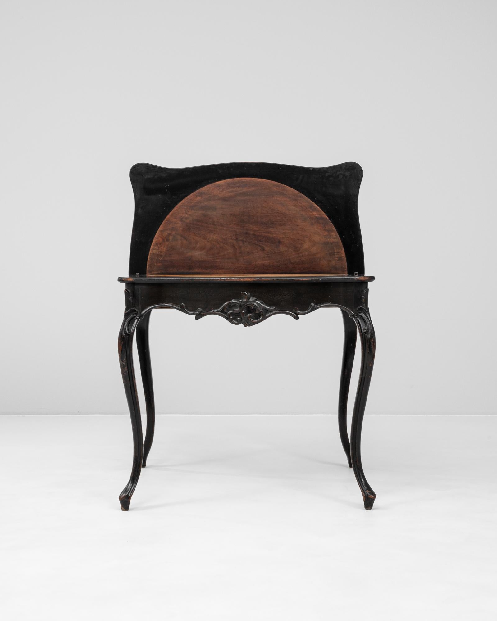1880s French Wood Black Patinated Side Table In Good Condition For Sale In High Point, NC