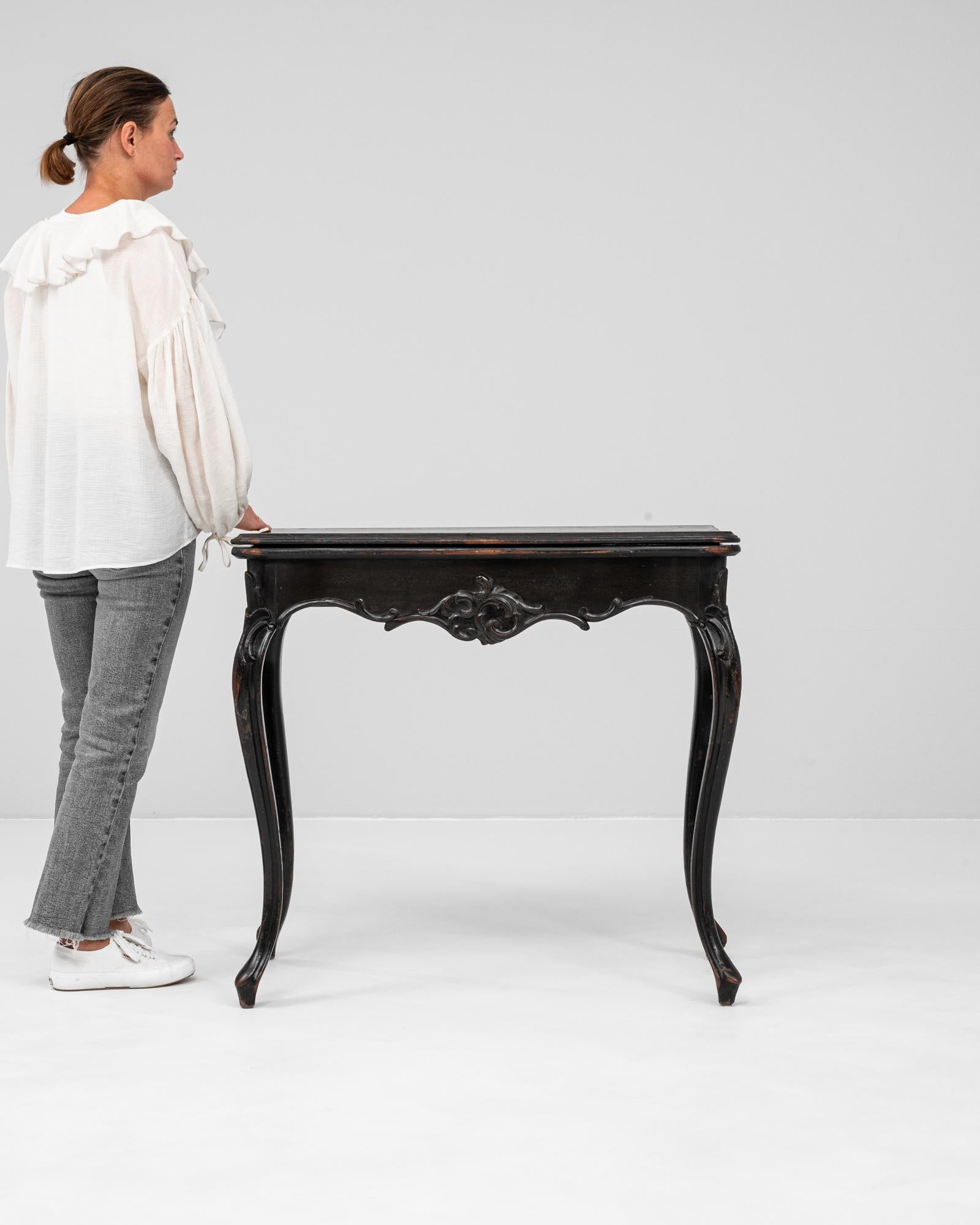 19th Century 1880s French Wood Black Patinated Side Table For Sale