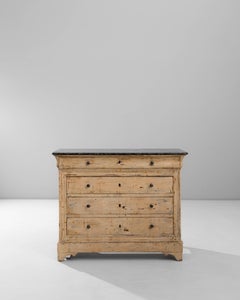1880s French Wood Patinated Chest of Drawers With Marble Top