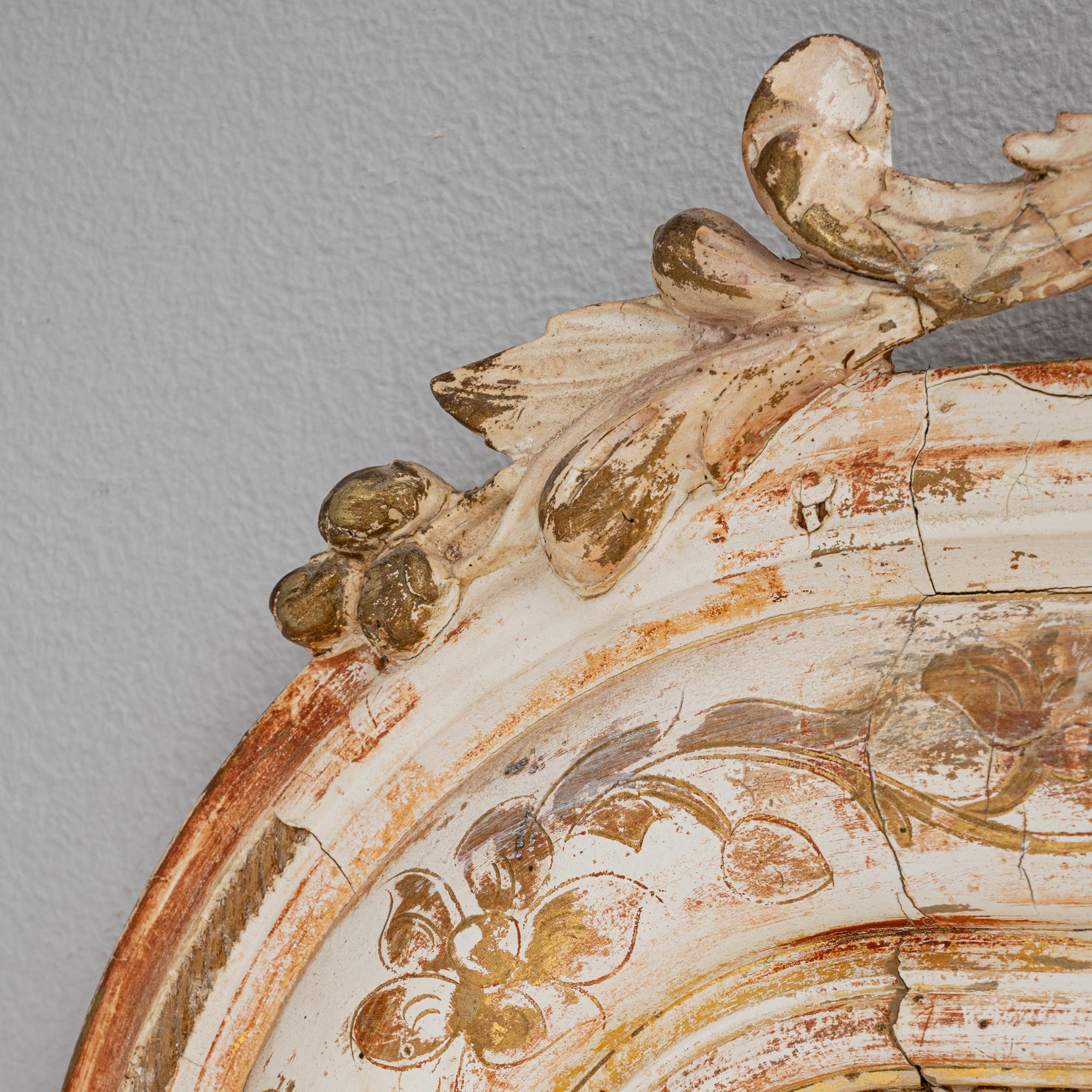 Specchio francese del 1880 in legno patinato bianco in vendita 2