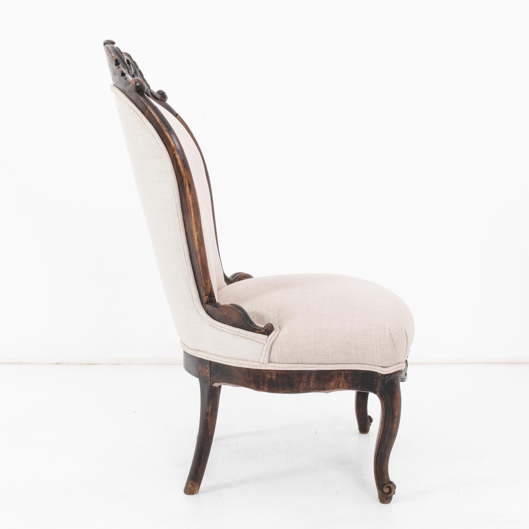 1880s French Wooden Chair with Upholstered Seat and Back For Sale 6