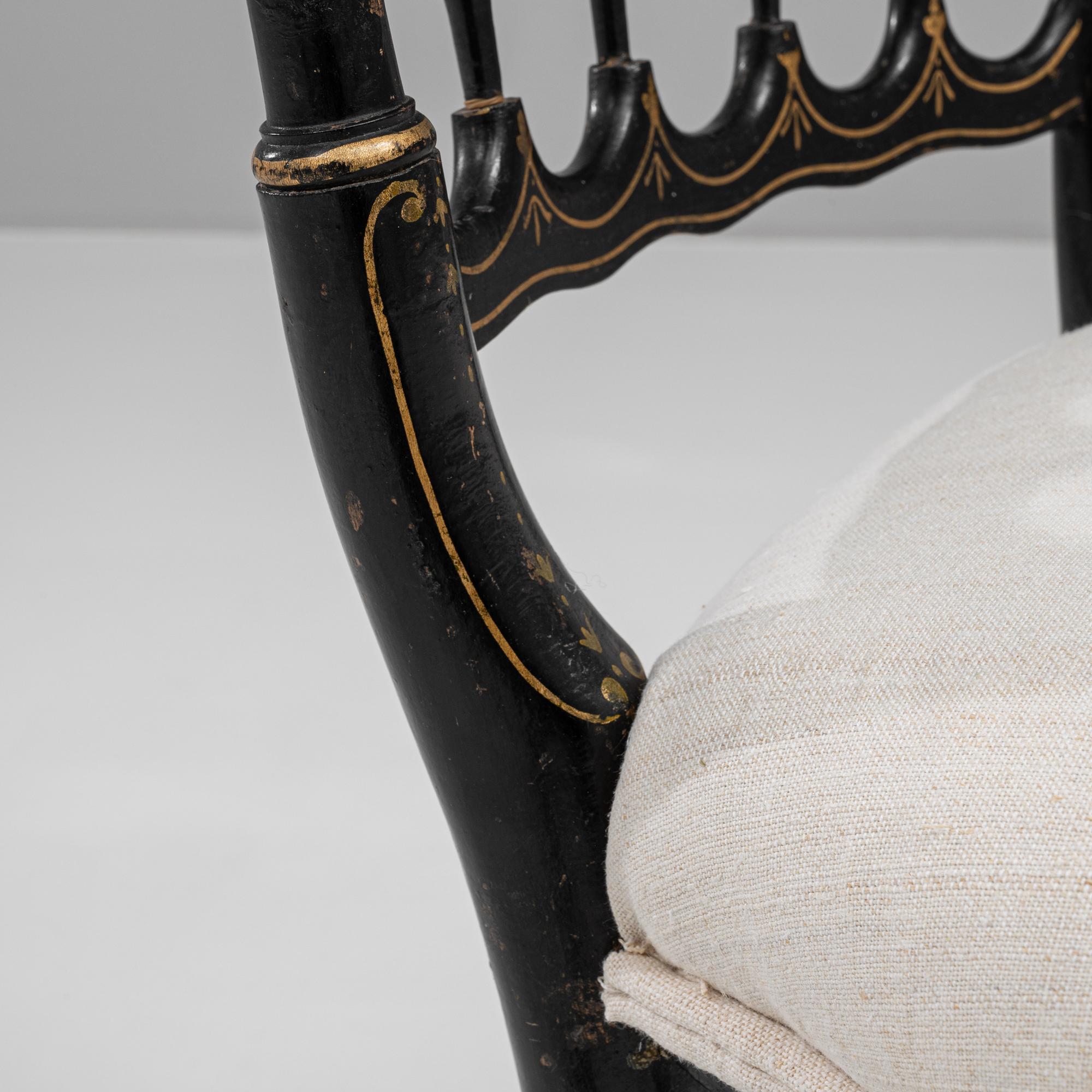 Sedia francese in legno del 1880 con seduta imbottita 5