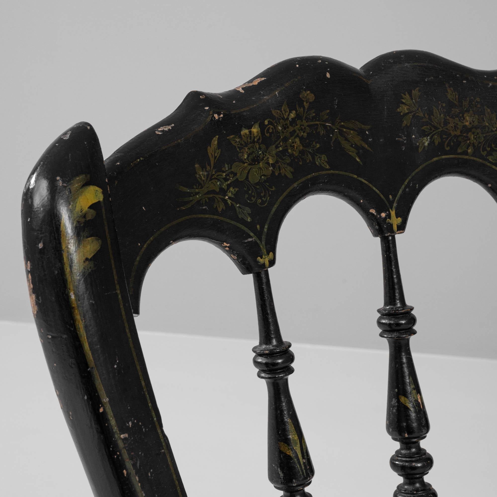 1880s Französisch Holzstuhl mit gepolstertem Sitz im Angebot 3