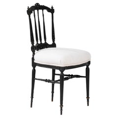 1880s French Wooden Chair With Upholstered Seat