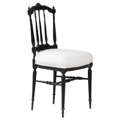 Silla francesa de madera de 1880 con asiento tapizado