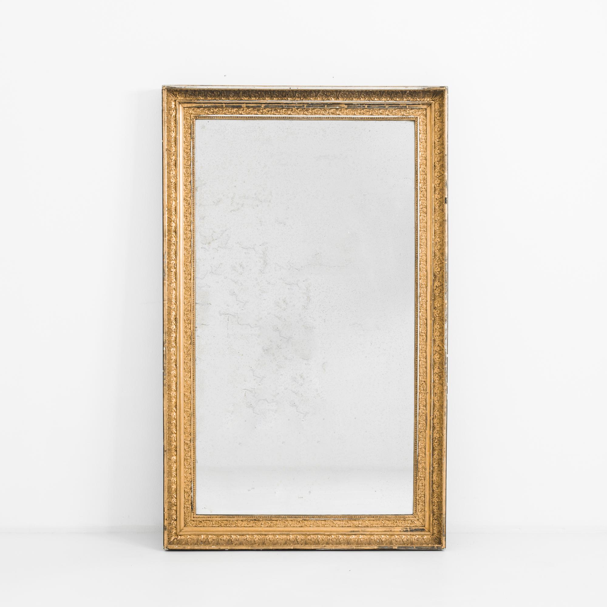 1880s French Wooden Mirror In Good Condition In High Point, NC