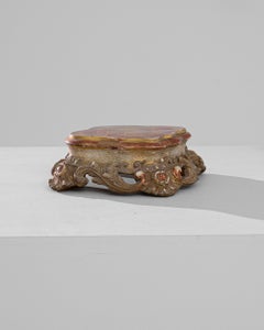 French Provincial Giltwood Plinth, Late 19th Century, Colorful Design