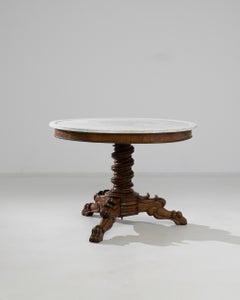 1880s French Wooden Table with Marble Top