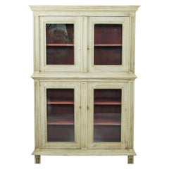 1880s French Wooden Vitrine with Red Painted Interior