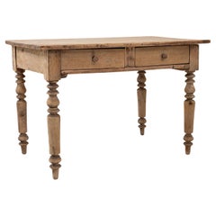 1880s French Wooden Writing Table with Turned Legs