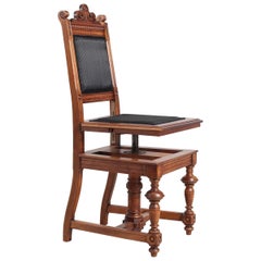 Silla de piano alemana de 1880, nogal, regulable en altura