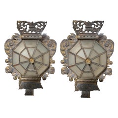 1880’s Glass Wall Sconces, a Pair