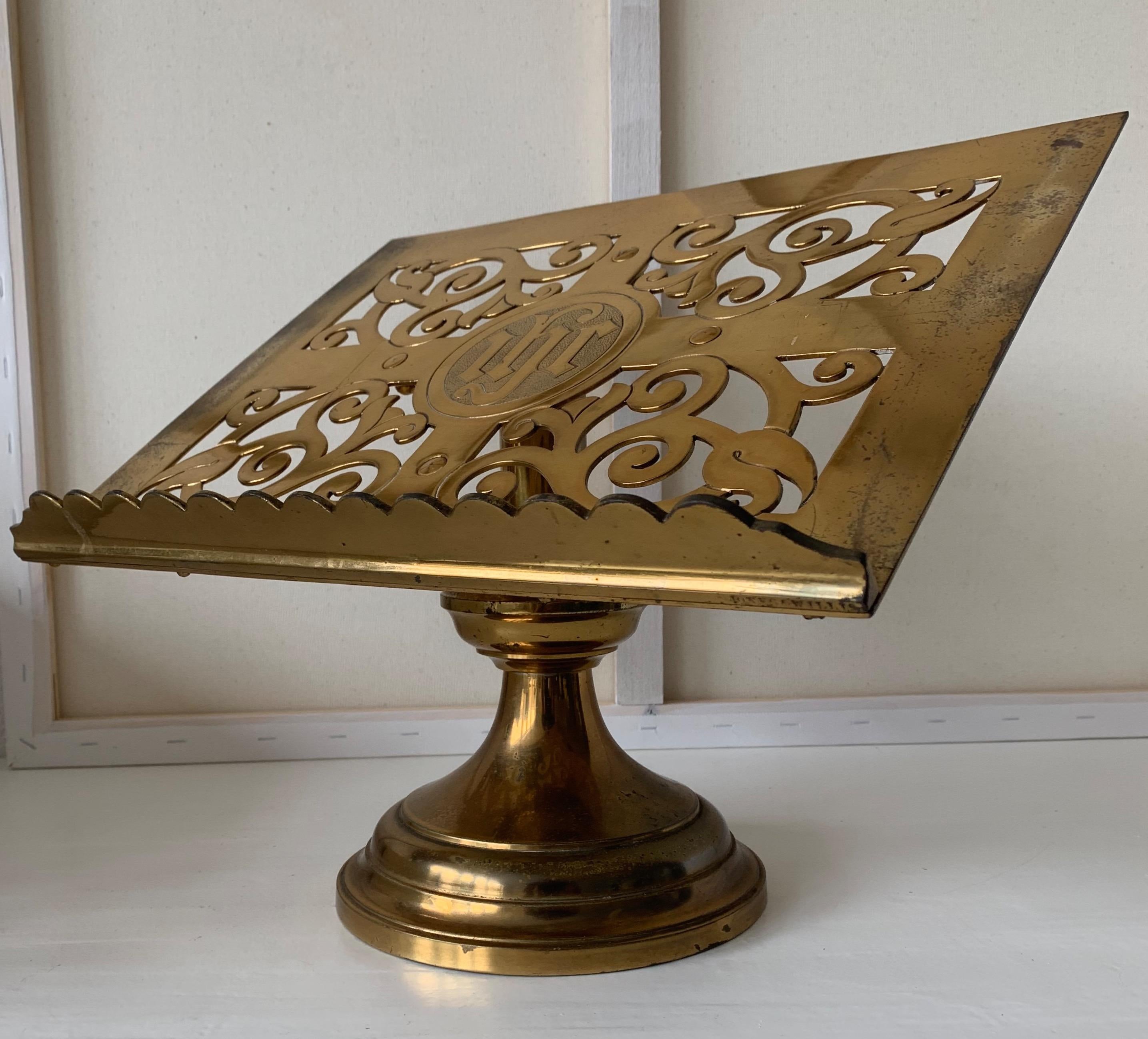 1880s Gothic Revival Bronze & Brass Table Lectern Bible Stand by Jones & Willis 5