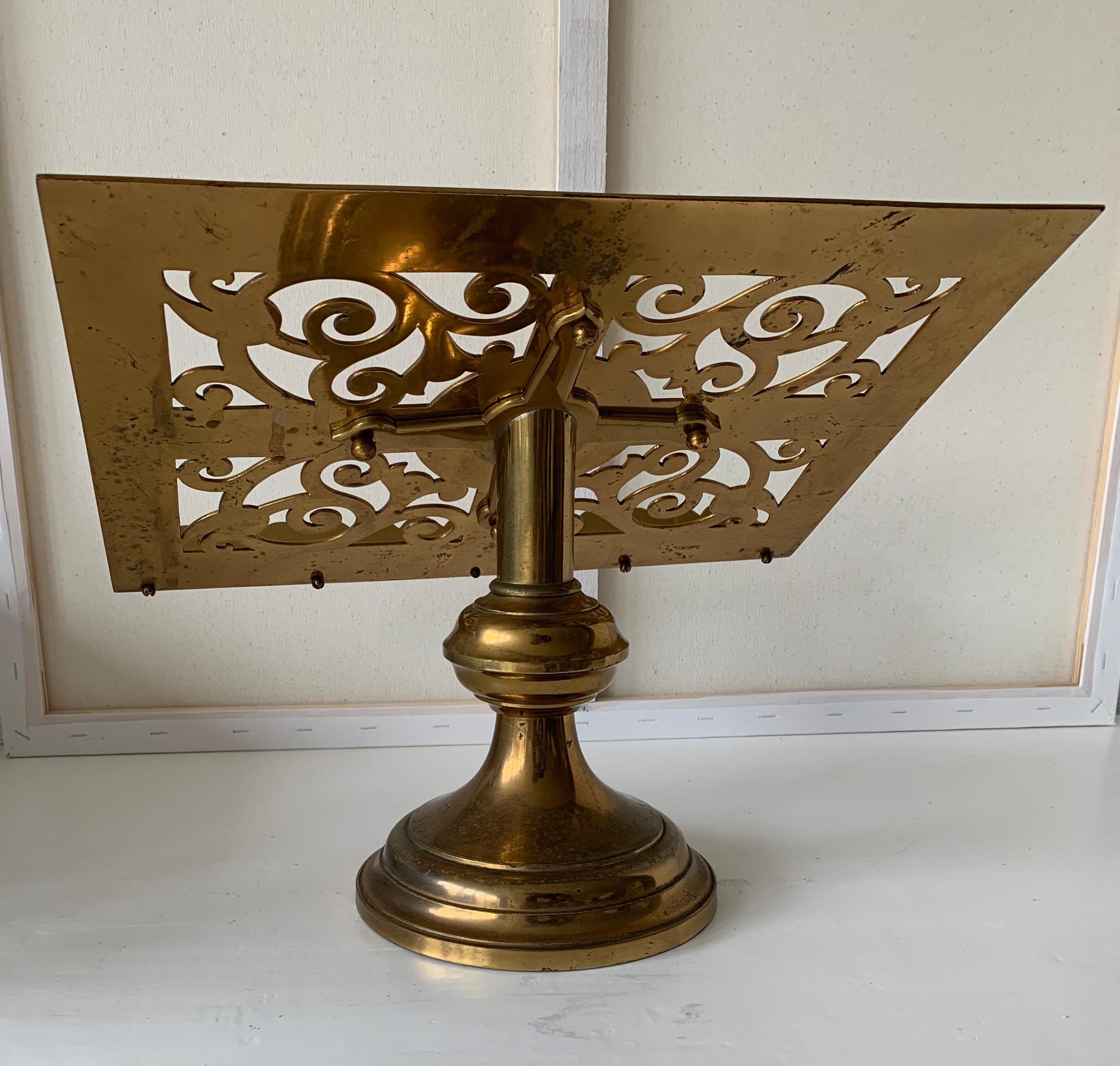 Hand-Crafted 1880s Gothic Revival Bronze & Brass Table Lectern Bible Stand by Jones & Willis