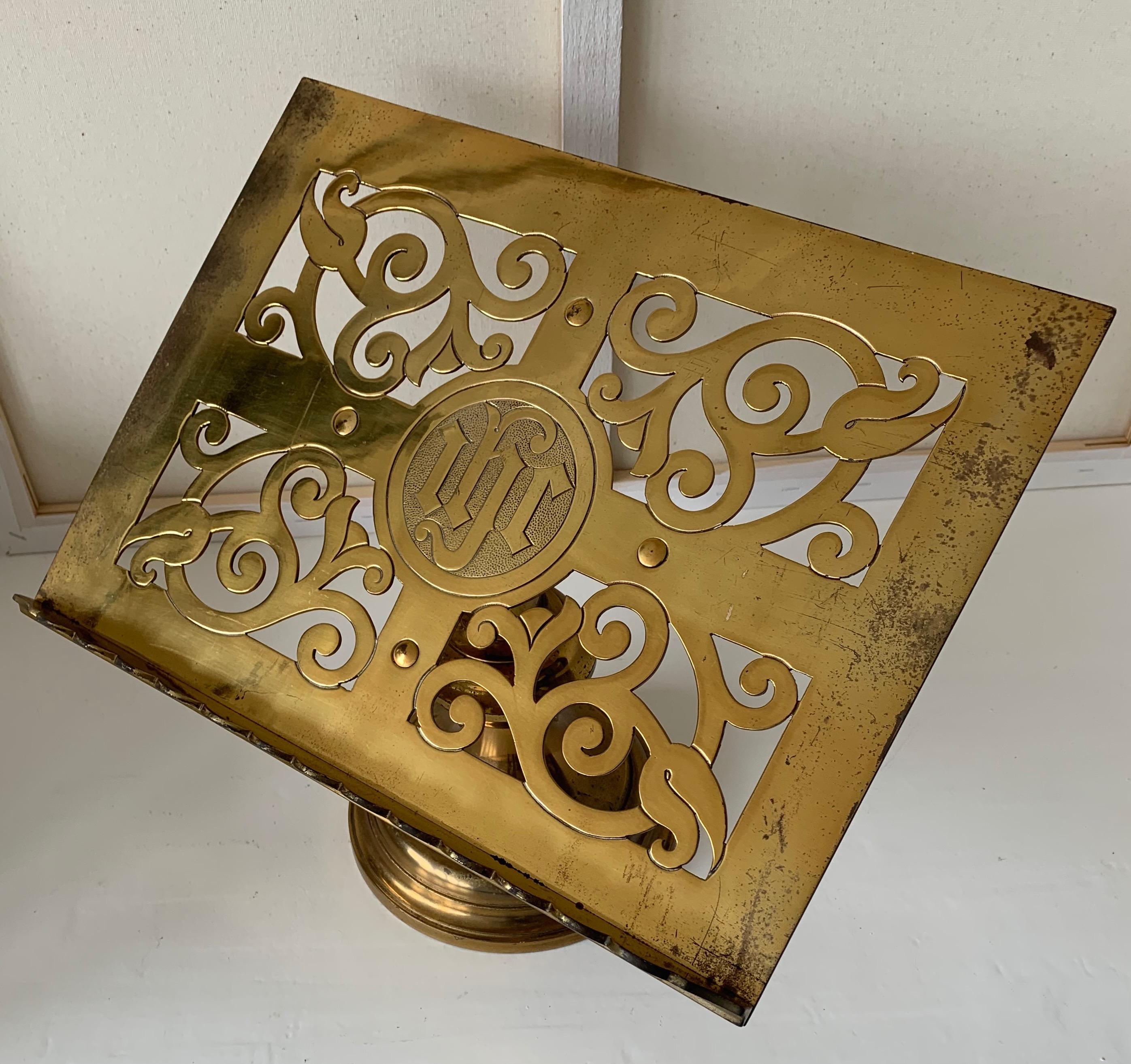 19th Century 1880s Gothic Revival Bronze & Brass Table Lectern Bible Stand by Jones & Willis
