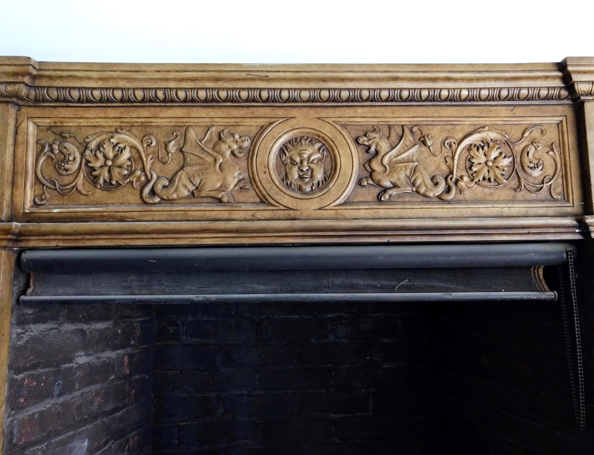 Corbel Fireplace Island Onlay Details about    Hand Carved Hard Wood Gryphon Base Mantel 