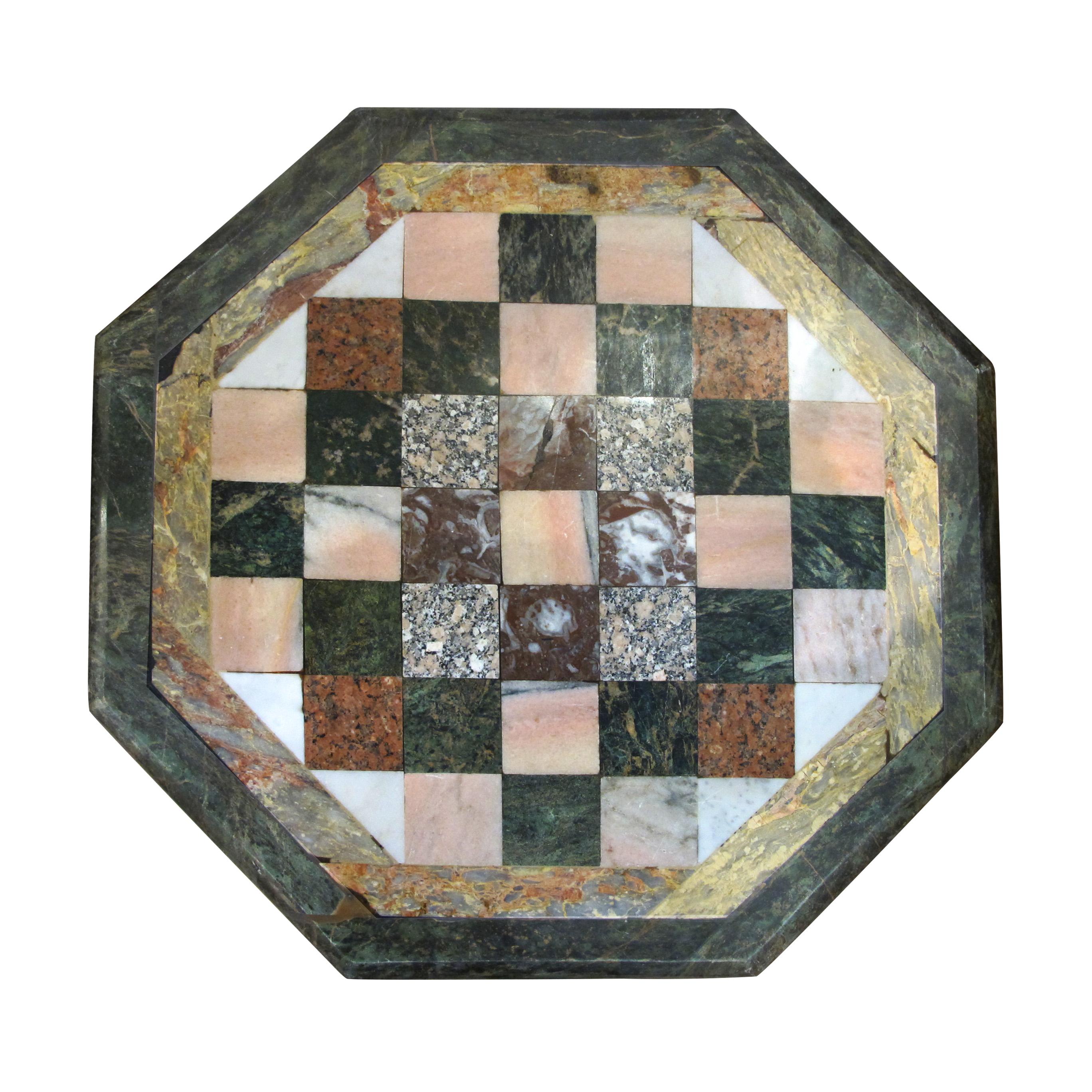 Neoclassical 1880s Italian Carved Marble and Bronze Ormolu Octagonal Side Table/Pedestal For Sale