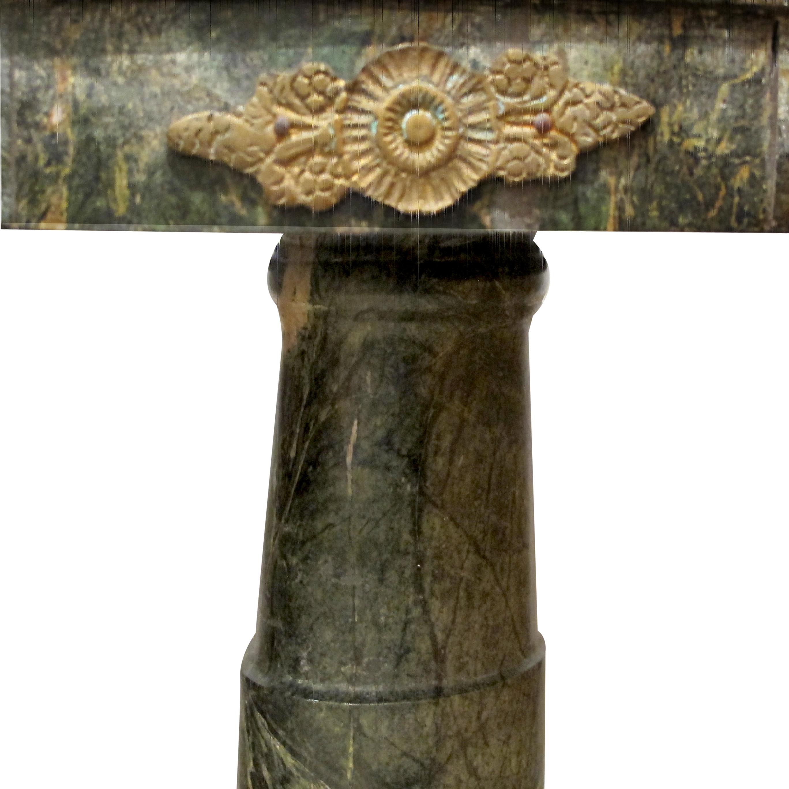 1880s Italian Carved Marble and Bronze Ormolu Octagonal Side Table/Pedestal For Sale 2