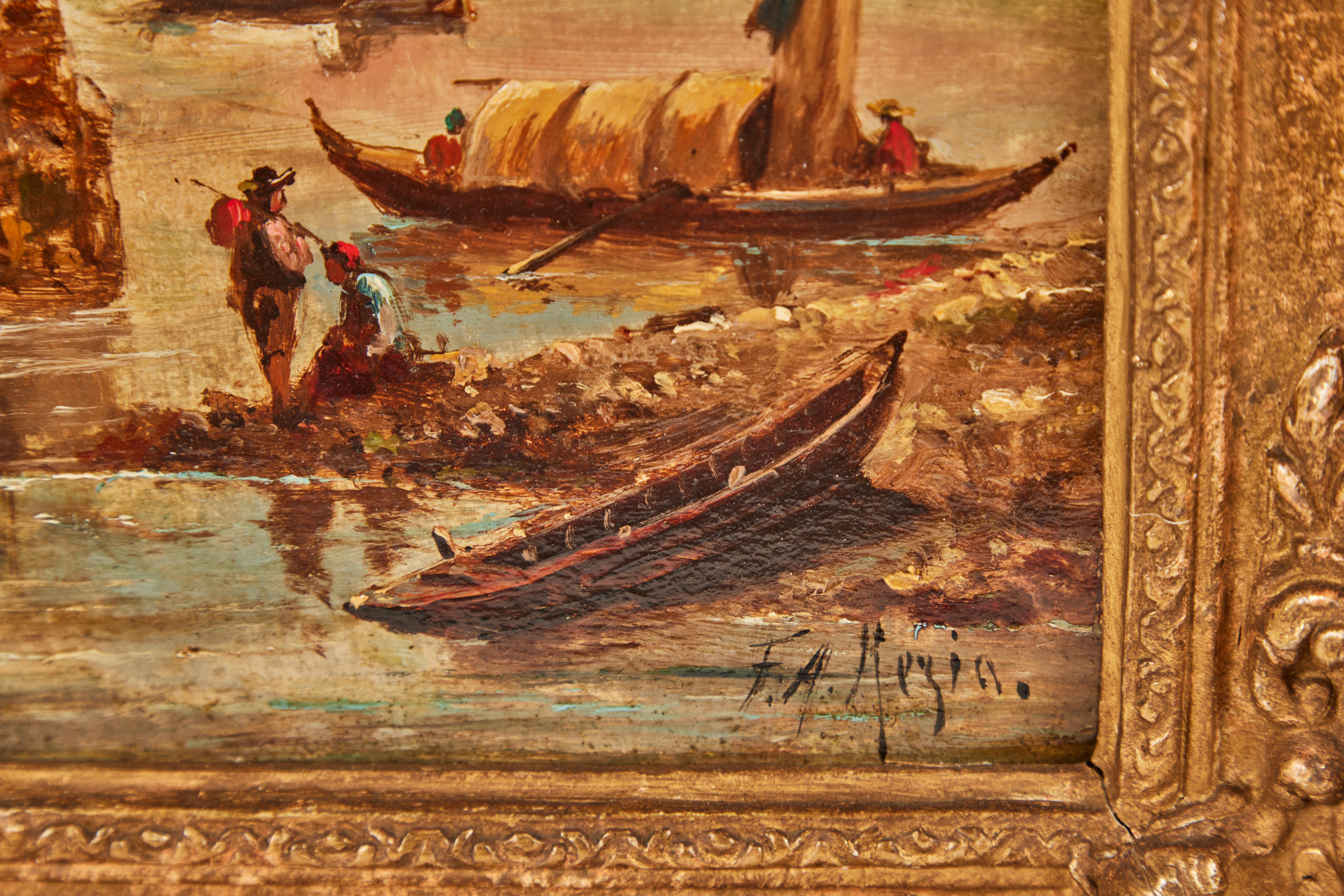 Giltwood 1880's, Italian Oil Paintings
