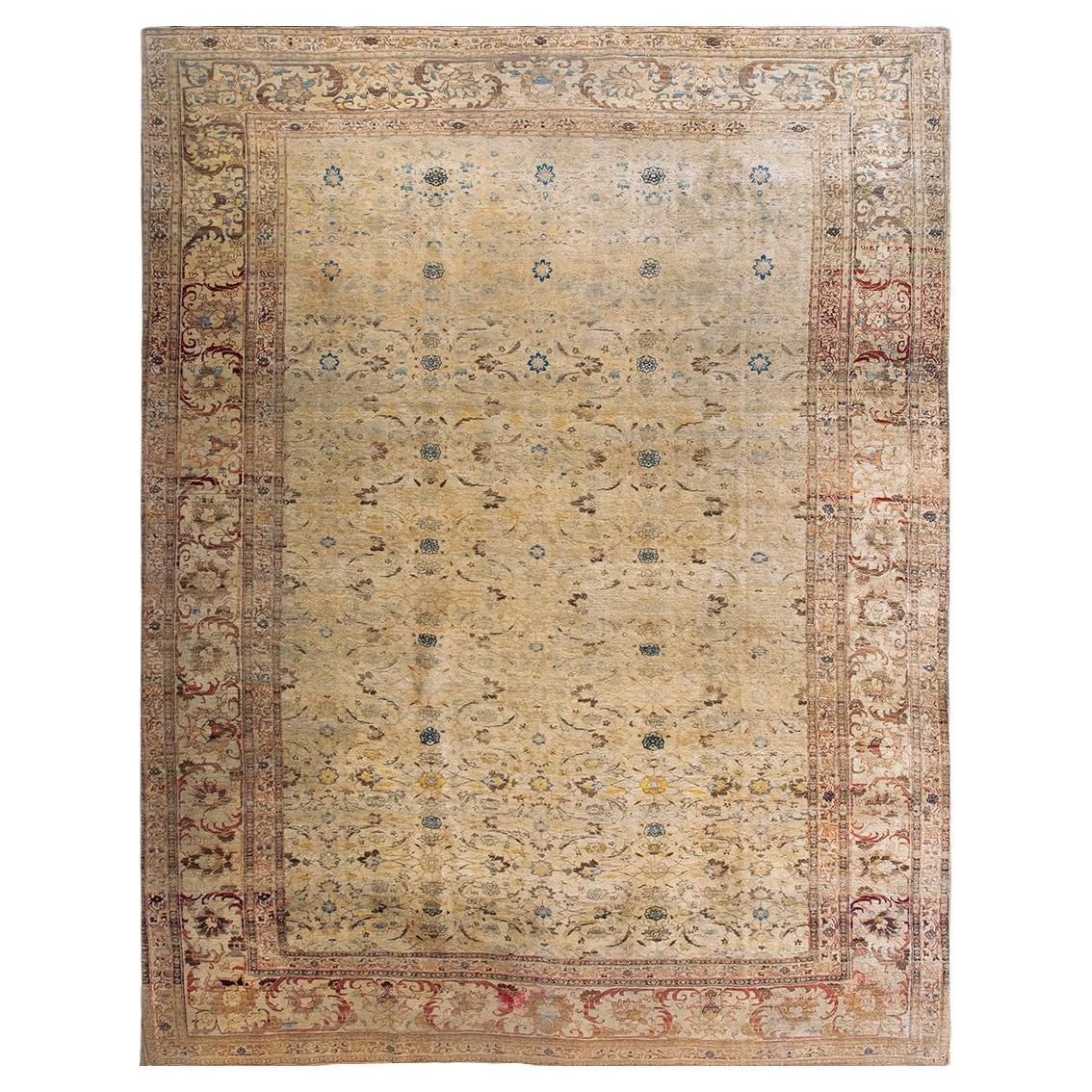 1880er Elfenbein Neutral Antike Persische Haji Jalili Tabriz Teppich 9
4 "x12
 Wolle Teppich im Angebot