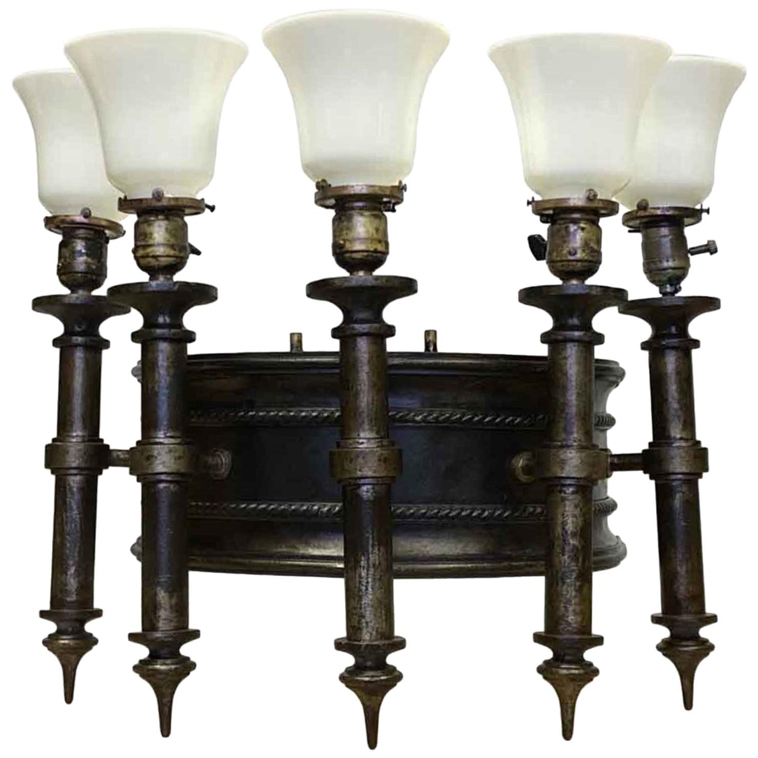 ANTIQUE WALL SCONCE ART CASTLE BRASS GOTHIC CANDLESTICKS CANDLE STICKS ELECTRIC 