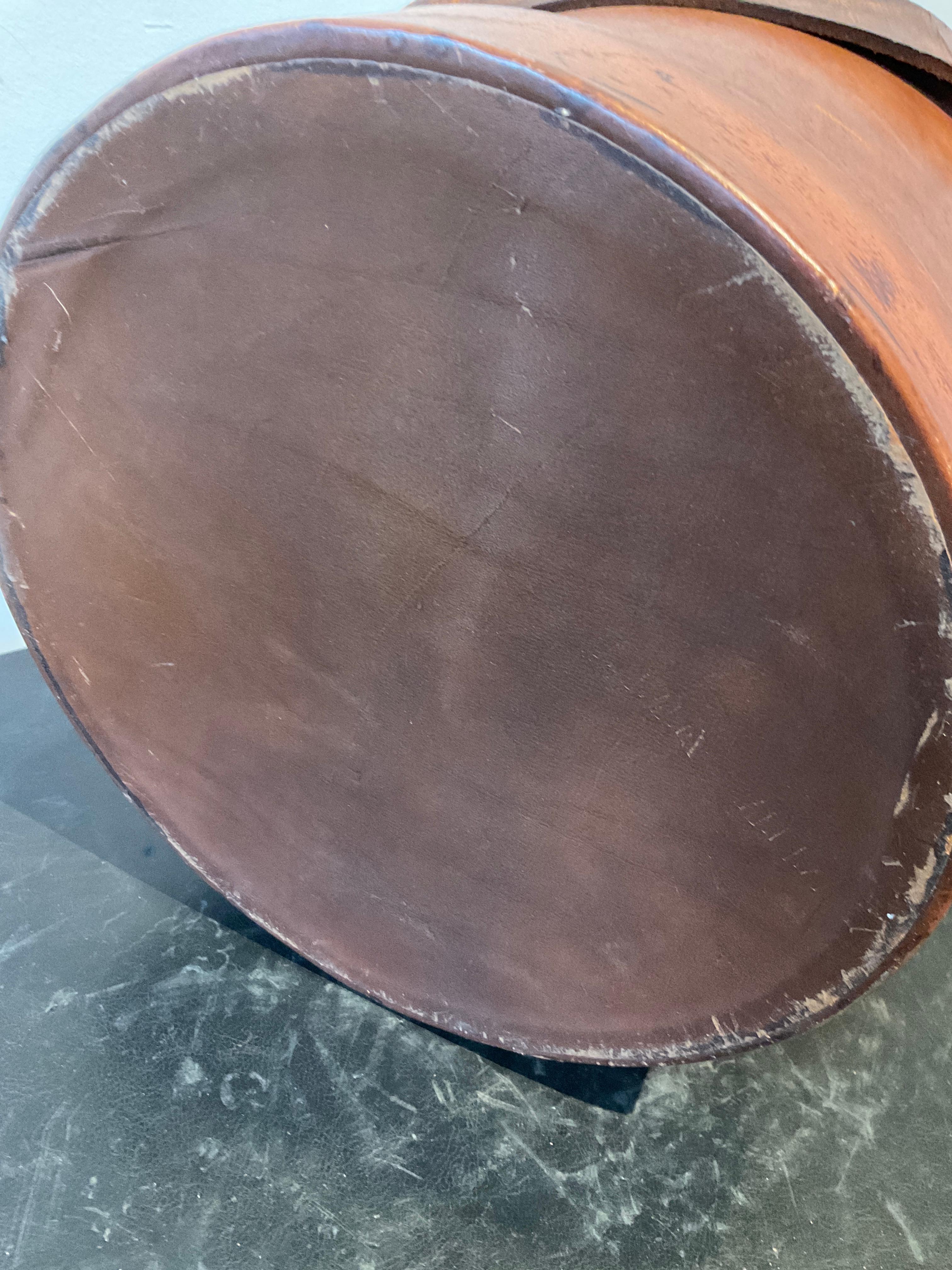 1880s Leather English Army Artillery Shell Converted into An Ice Bucket For Sale 7