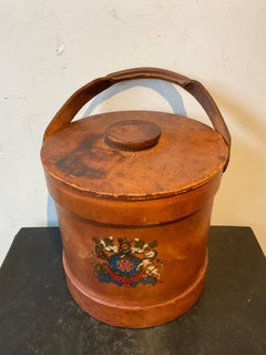 1880s Leather English Army Artillery Shell Converted into An Ice Bucket
