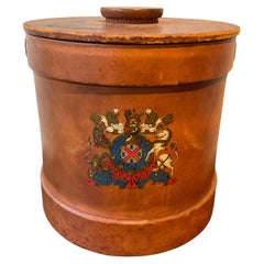 Used 1880s Leather English Army Artillery Shell Converted into An Ice Bucket