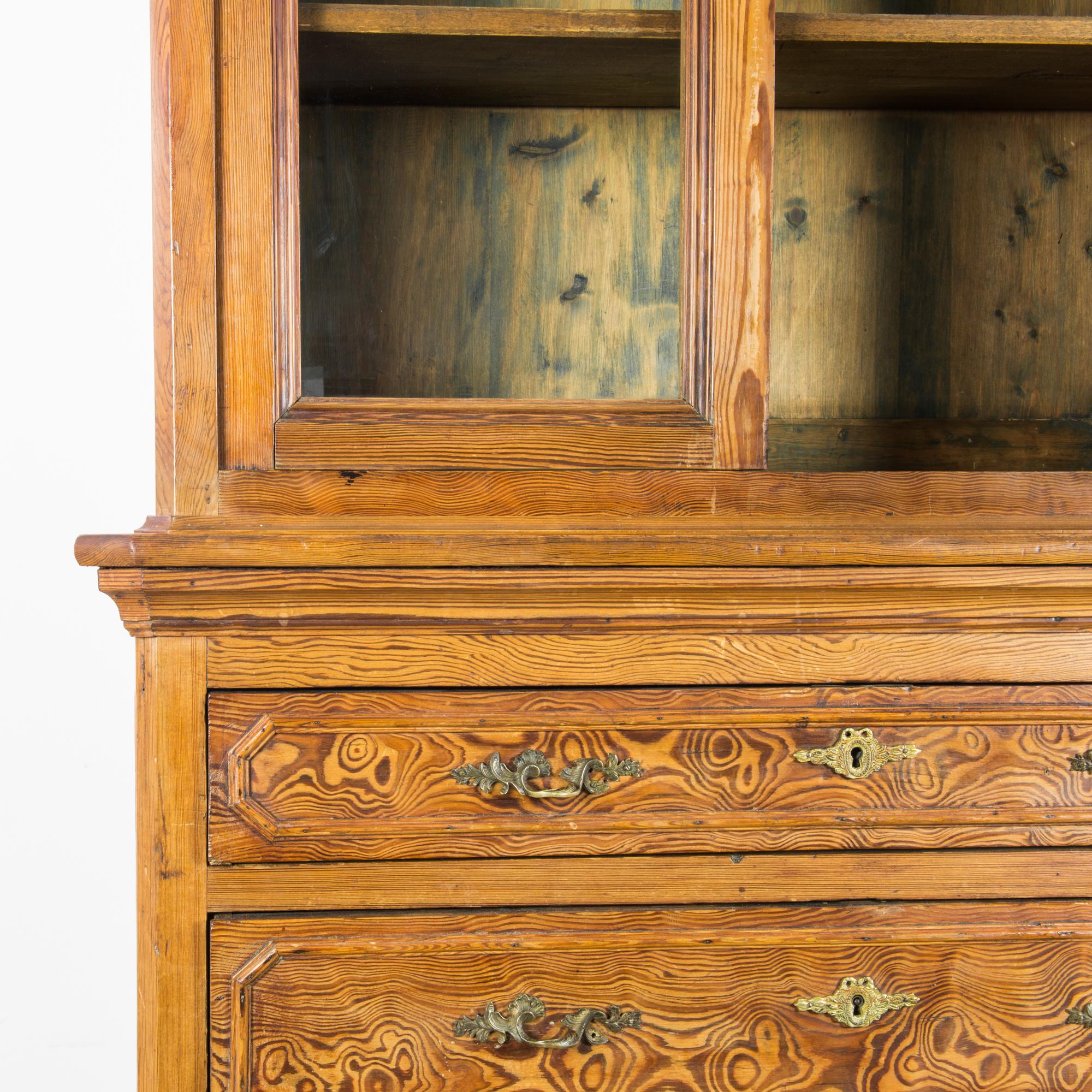 1880s Louis Philippe Curly Pine Vitrine 1