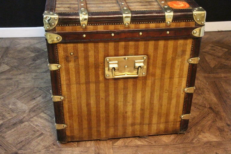 Late 19th Century Louis Vuitton Striped Rayee Canvas Steamer Trunk