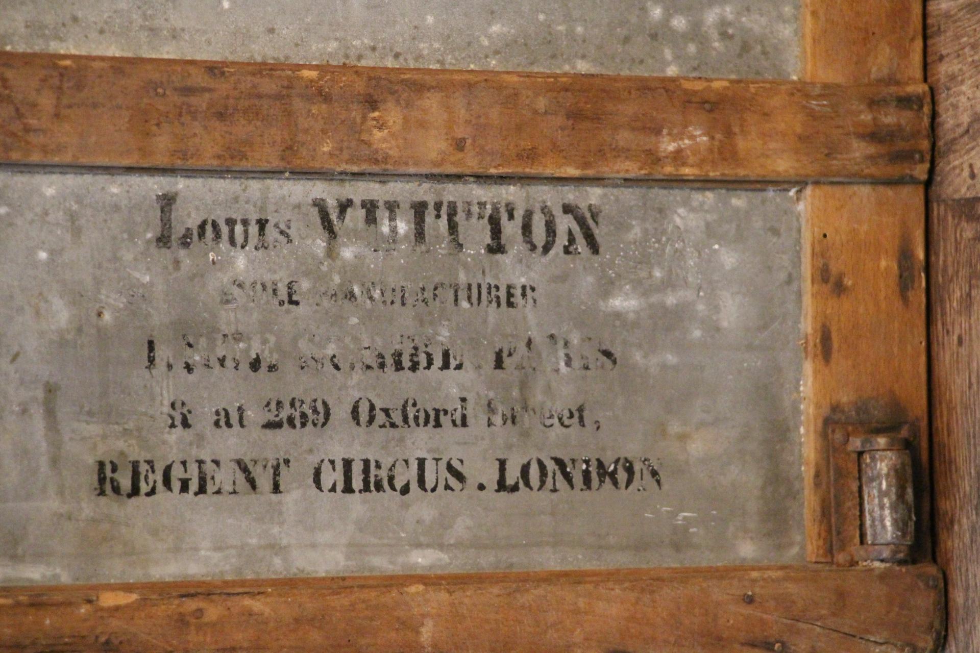 1880's Louis Vuitton Striped Canvas Trunk. Antique Louis Vuitton Steamer Trunk 6