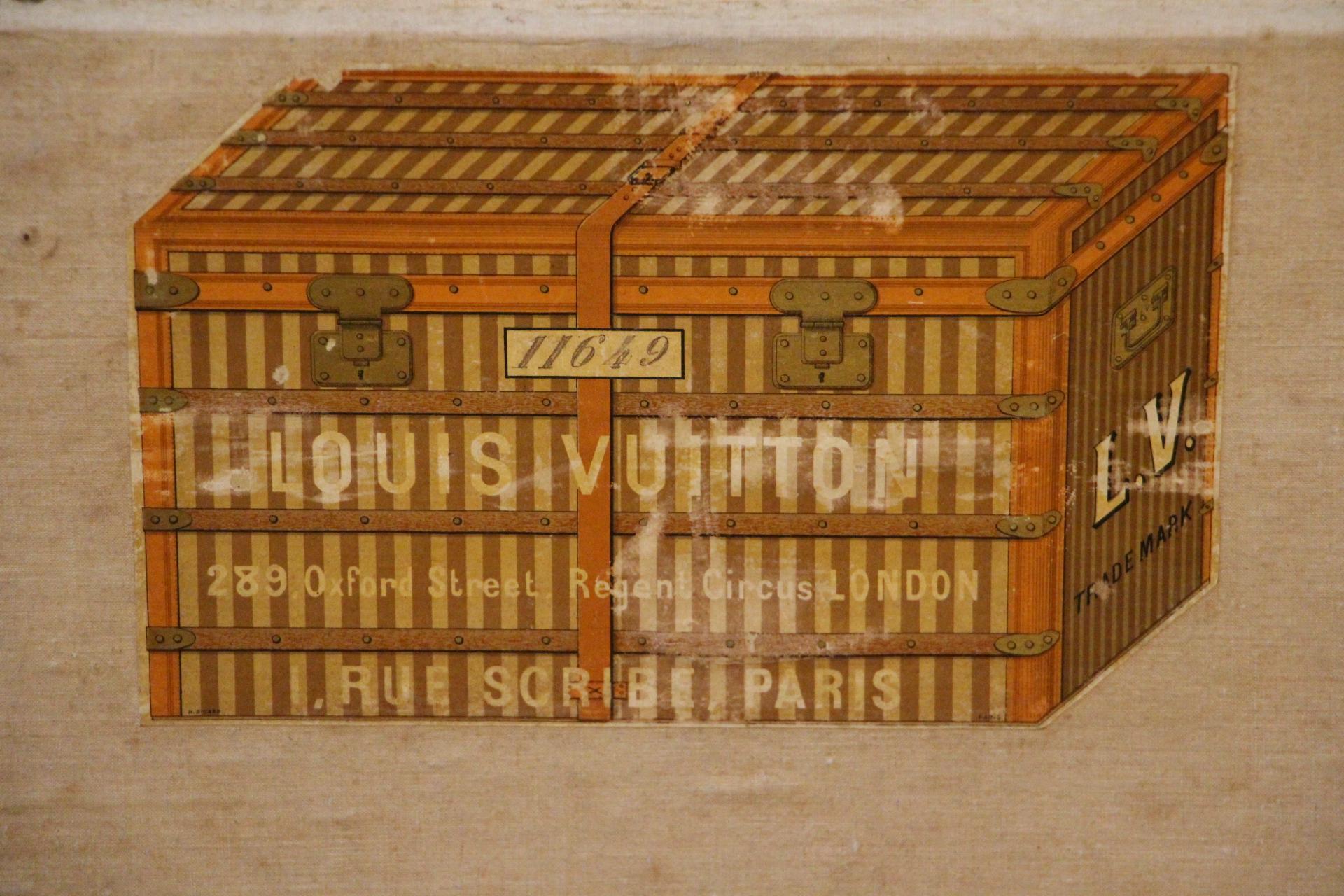 1880's Louis Vuitton Striped Canvas Trunk. Antique Louis Vuitton Steamer Trunk 8