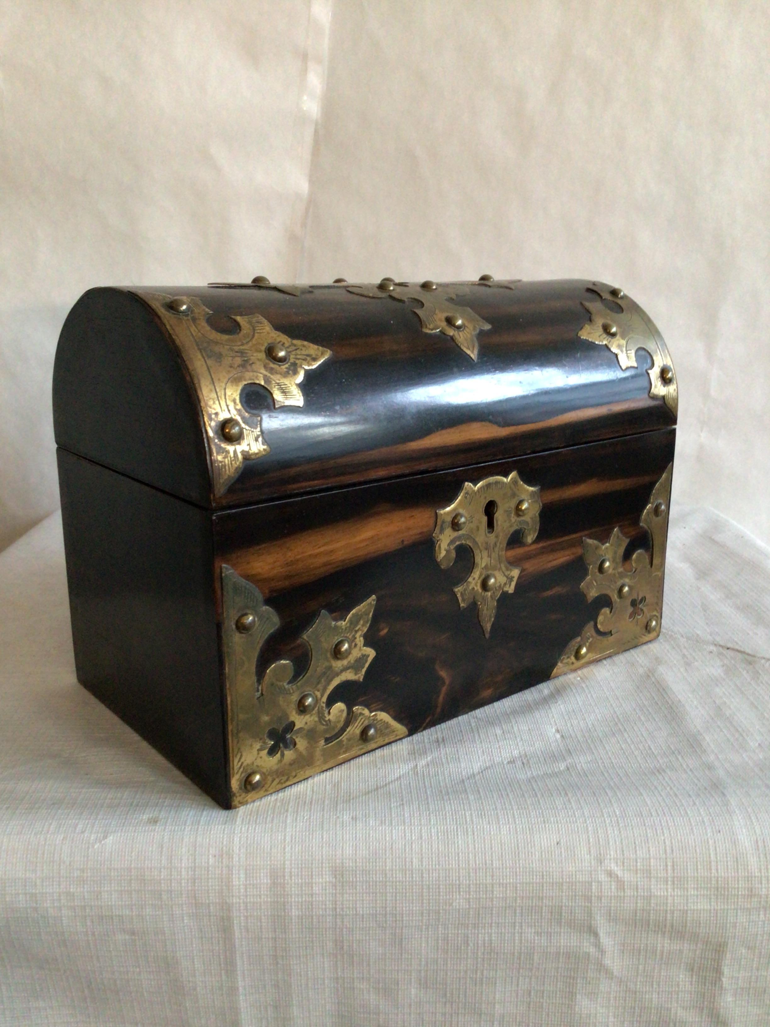 Hand-Crafted 1880s Madagascar Rosewood and Brass Letter Box