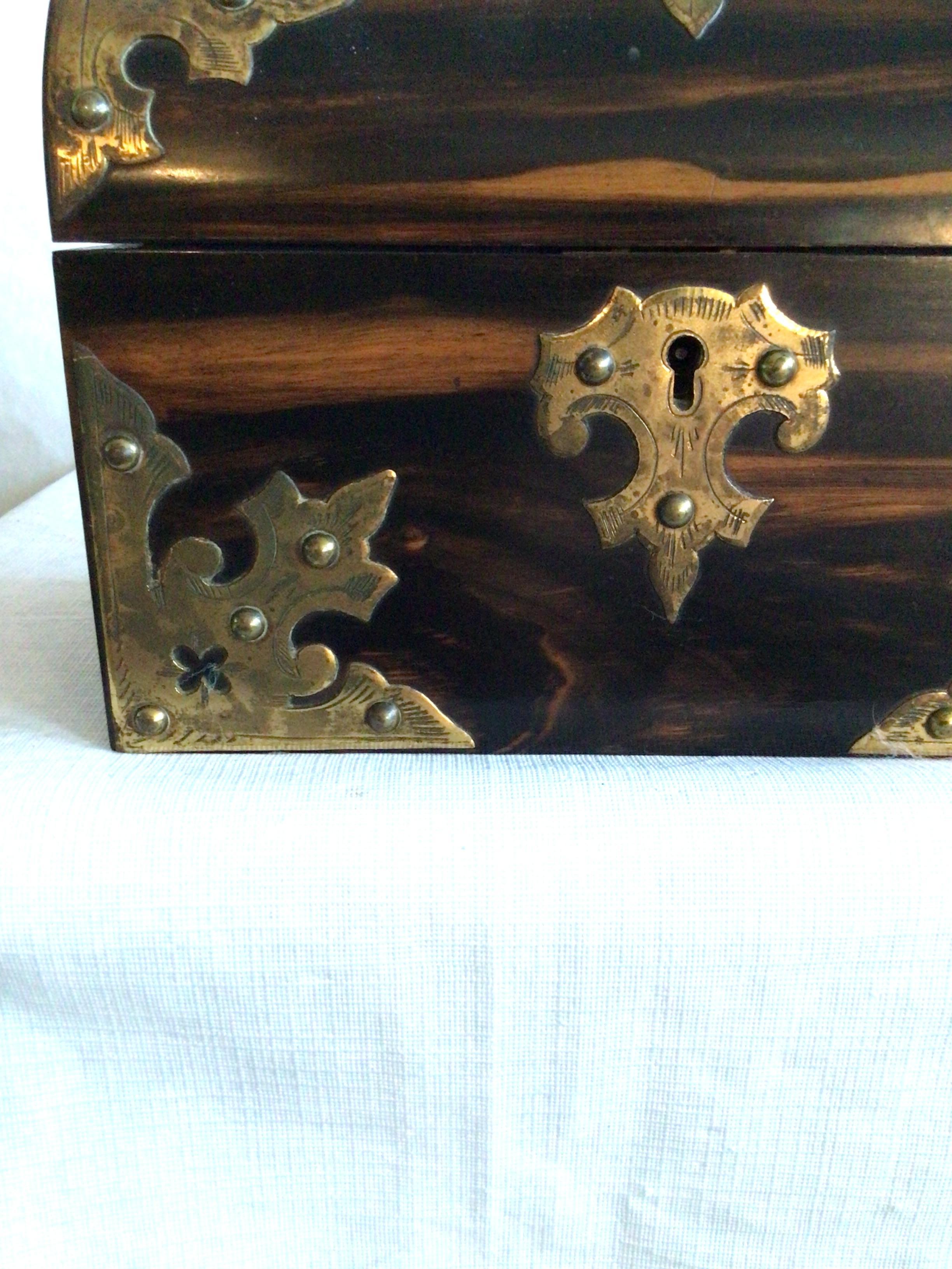 1880s Madagascar Rosewood and Brass Letter Box 1