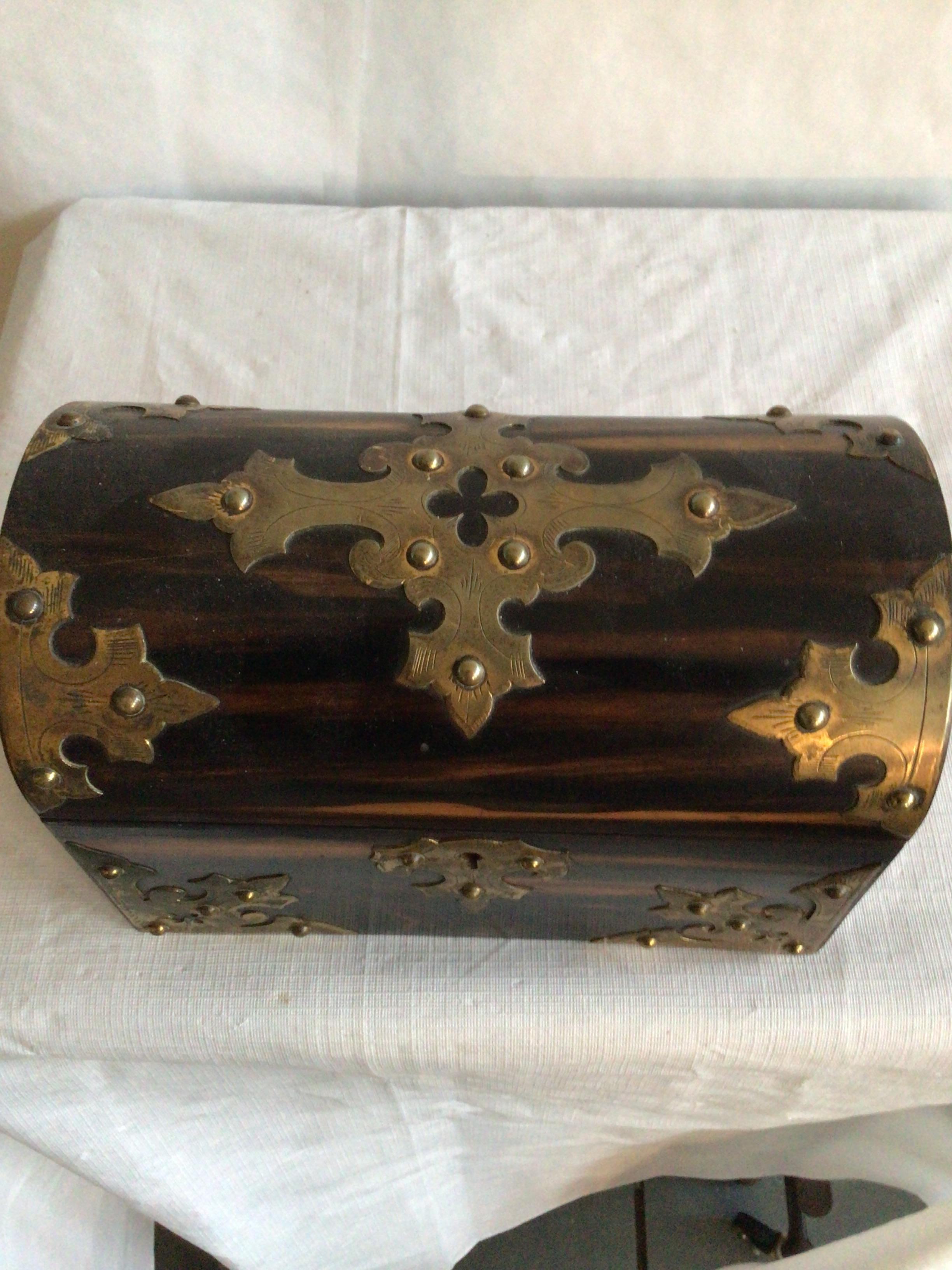 1880s Madagascar Rosewood and Brass Letter Box 2